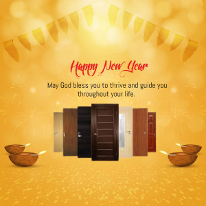 Happy New Year greeting with a door promotion