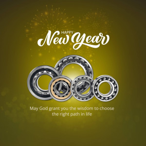 New Year greeting with ball bearings and festive text
