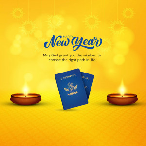 New Year greeting with passports and candles