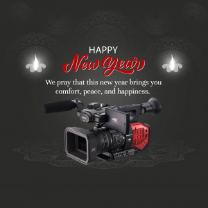 New Year greeting with a videography camera