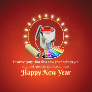 New Year greeting with paint bucket and roller