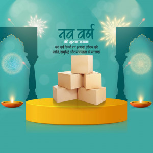 Indian New Year celebration with sweets and traditional decorations