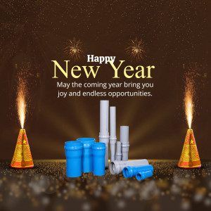 New Year greeting with plumbing pipes and fittings