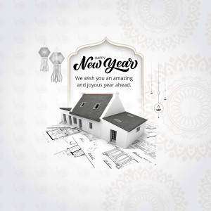 New Year greeting with a house design concept