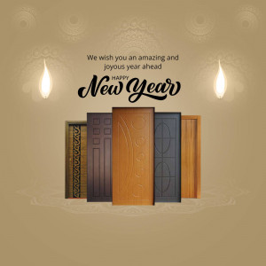 New Year greeting with various door designs