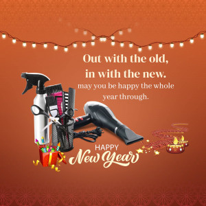 Hair salon tools and New Year decorations