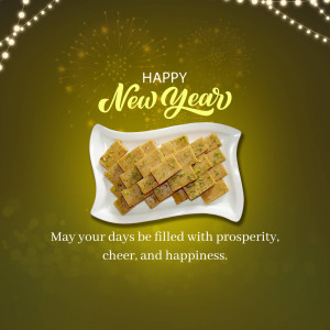 New Year greeting with Indian sweets