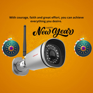 Security camera with New Year decorations