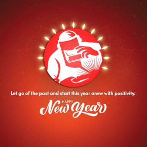 Welder silhouette with New Year greeting