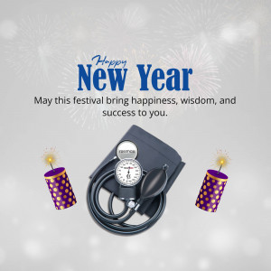 New Year greeting with a stethoscope and candles