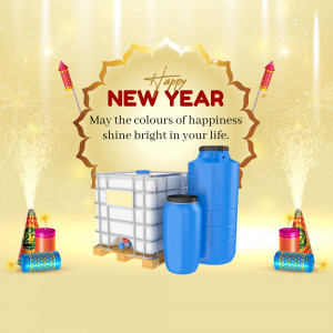 New Year promotion featuring water tanks and festive fireworks.