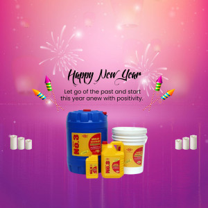 New Year greeting with No.3 Oil products and fireworks