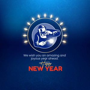 Welder silhouette with New Year greeting
