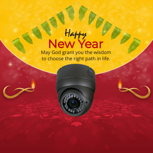 New Year greeting with a security camera