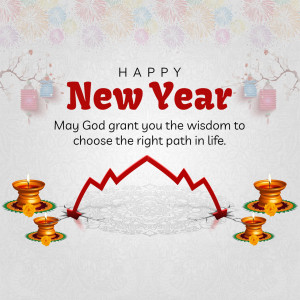 New Year greeting with candles and a path illustration