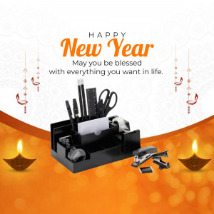 New Year greeting with office supplies