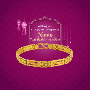 Gold bracelet with festive decorations for Nutan Varshabhinandan