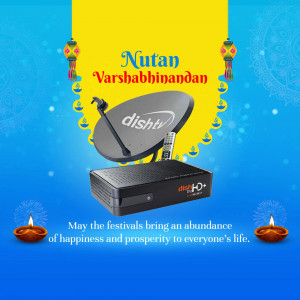 DishTV New Year Greetings with Satellite Dish and Set-Top Box