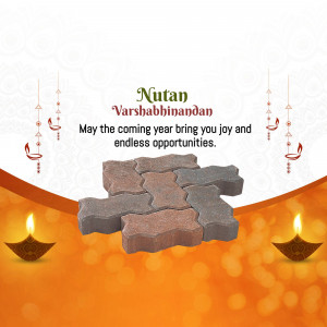 New Year greeting with decorative elements and paving stones