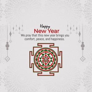New Year greeting card with a Sri Yantra design.