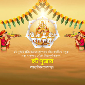 Illustration of Chhat Puja celebration with Goddess and devotees