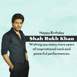 Portrait of Shah Rukh Khan with birthday greetings