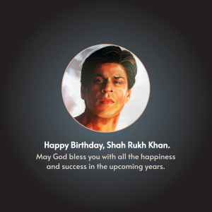 Portrait of Shah Rukh Khan with birthday wishes