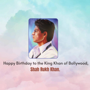 Portrait of Shah Rukh Khan with birthday wishes