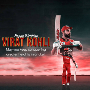 Virat Kohli birthday celebration poster with cricket theme