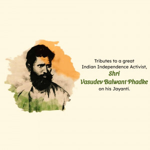 Portrait of Vasudev Balwant Phadke with Indian flag colors