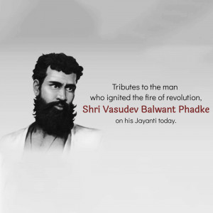 Portrait of Vasudev Balwant Phadke with tribute text