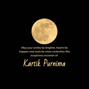 Full moon with text wishing a happy Kartik Purnima