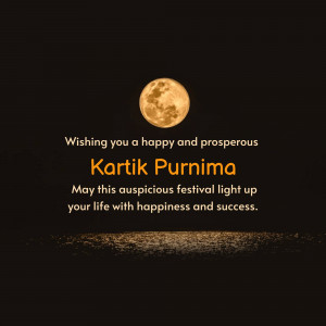Kartik Purnima festival greeting with a full moon and text