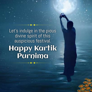 A silhouette of a person offering prayers to the full moon during Kartik Purnima.