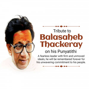 Portrait of Balasaheb Thackeray with tribute text