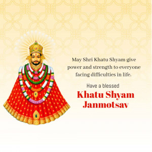 Image of Khatu Shyam Ji with a blessing message for Janmotsav