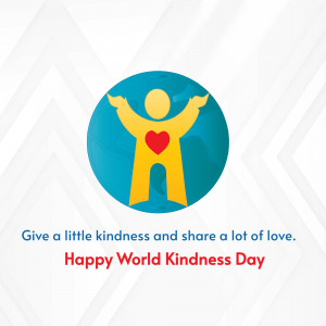 Illustration of a person with open arms and a heart, promoting kindness.