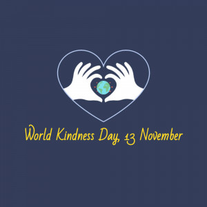 Hands forming a heart around the Earth for World Kindness Day