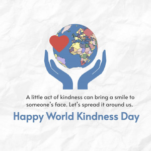 Hands holding a globe with a heart, promoting World Kindness Day