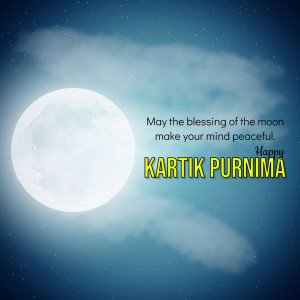 Full moon with text wishing peaceful mind for Kartik Purnima