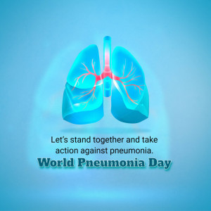 Illustration of human lungs with text promoting World Pneumonia Day