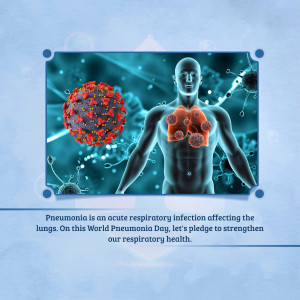Illustration of lungs affected by pneumonia and a virus.