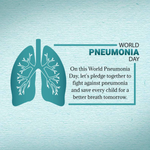 Illustration of lungs with text promoting World Pneumonia Day
