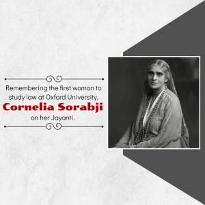 Black and white portrait of Cornelia Sorabji, a pioneering Indian lawyer and social reformer.