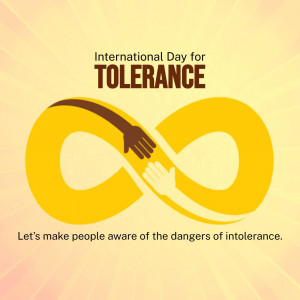 Image promoting the International Day for Tolerance with an infinity symbol formed by hands.