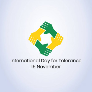 Hands forming a circle with the text 'International Day for Tolerance 16 November'