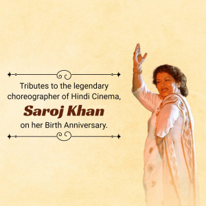 Image commemorating Saroj Khan's birth anniversary