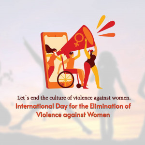 Illustration depicting people protesting against violence against women with a megaphone emerging from a smartphone.