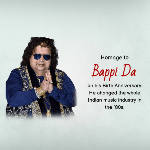 Portrait of Bappi Lahiri with tribute text