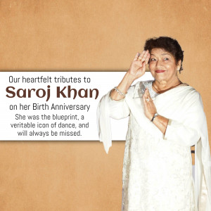 Portrait of Saroj Khan, a renowned Indian choreographer, on her birthday.